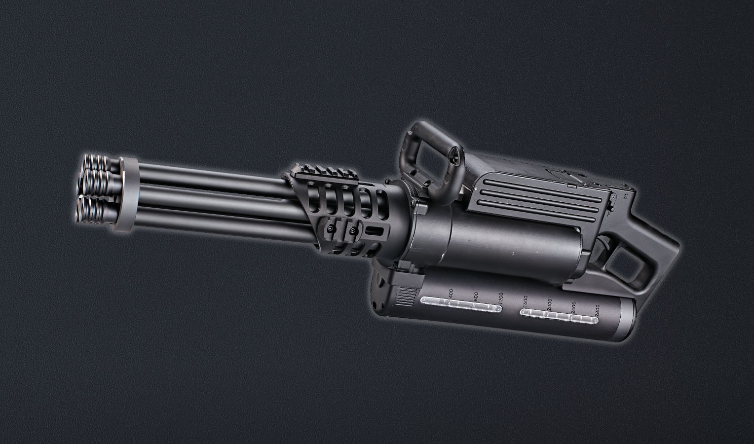 Electric 5-barrel rotary machine gun, hop up function, nylong and  fibre + metal receiver