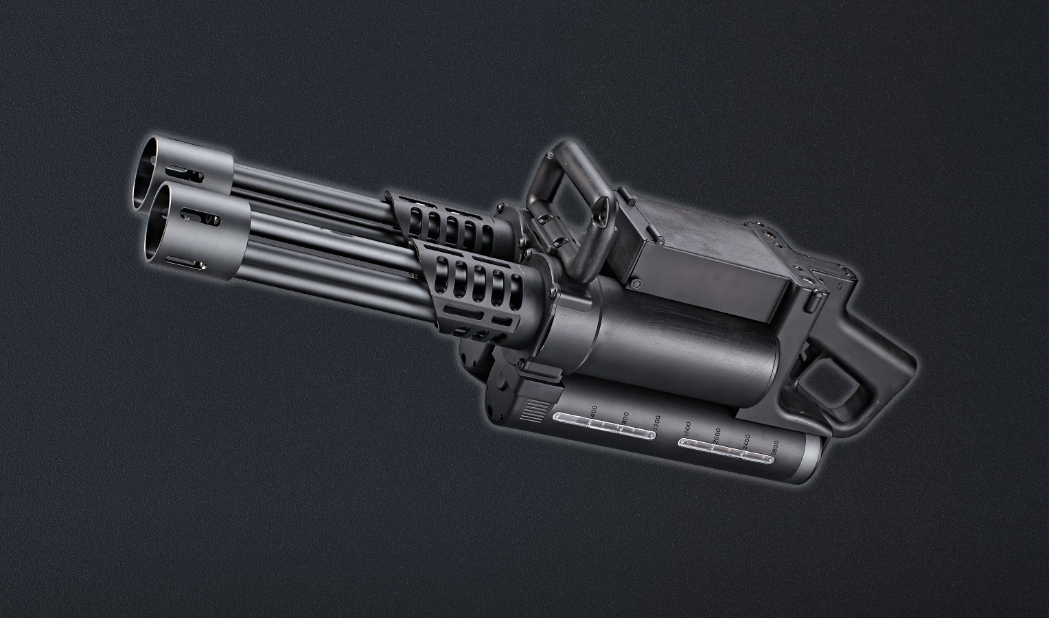 Electric 10-barrel rotary machine gun, hop up function, nylong and fibre + metal receiver
